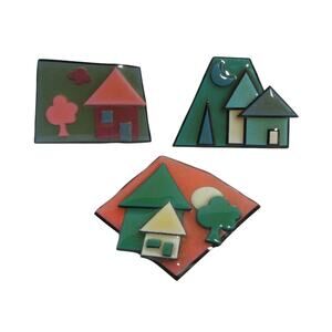Lot Of 3 Lucinda House Brooches Pins Assorted Shapes